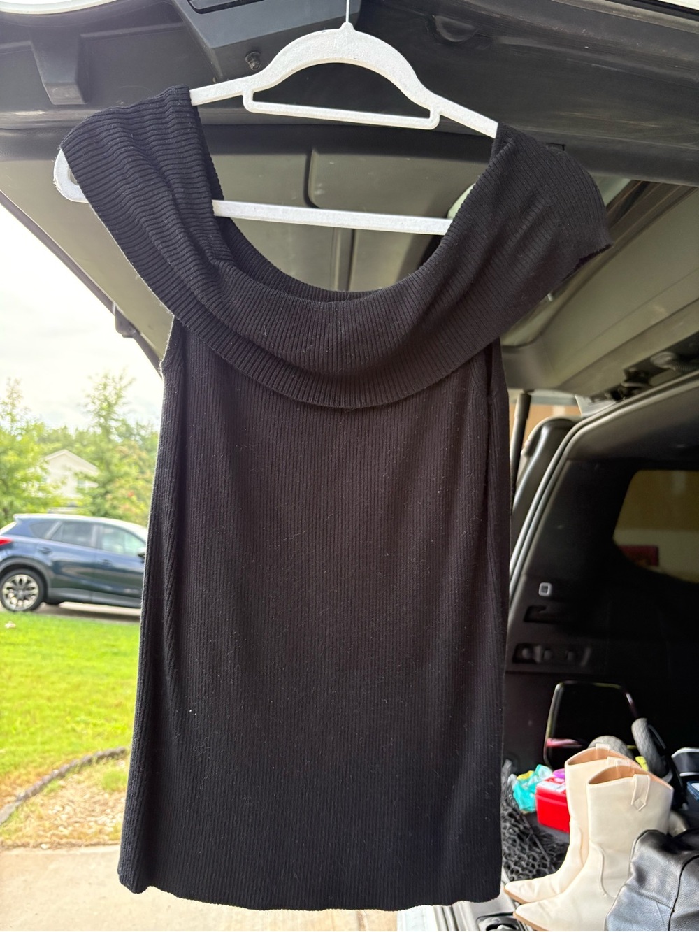 Express Black Off-the-Shoulder Cowl Neck Sweater